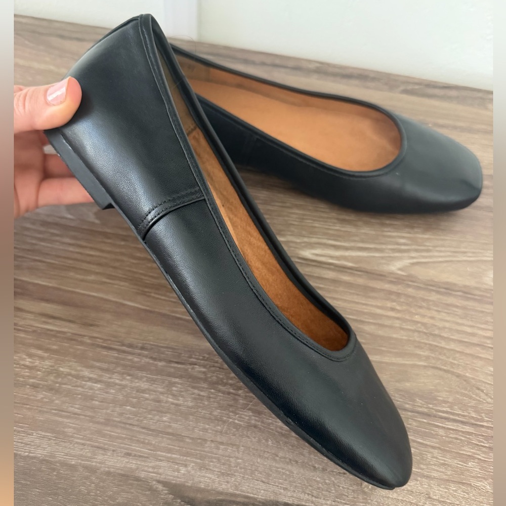 Vionic Black Leather Square-Toe Ballet Flats - Picture 2 of 3